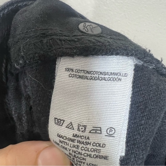 Free People We The Free Black Distressed Jean Skirt 100% Cotton Button Fly Mini - Picture 8 of 10